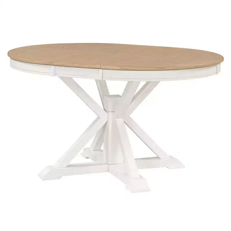 Table à manger extensible rétro Okak de 54 pouces, table pliante avec une rallonge de 12 pouces, table ronde pour salle à manger, salon, cuisine