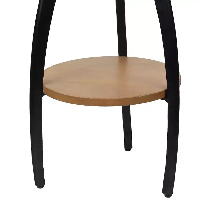 Table d'appoint tripode design en métal JONATHAN Y Ollie 24,5 avec plateau rond en marbre blanc et étagère inférieure en bois