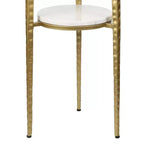 JONATHAN Y Seraphina 24,75, table d'appoint à 2 niveaux en métal de style industriel avec plateau rond en marbre blanc pour boissons et objets de décoration