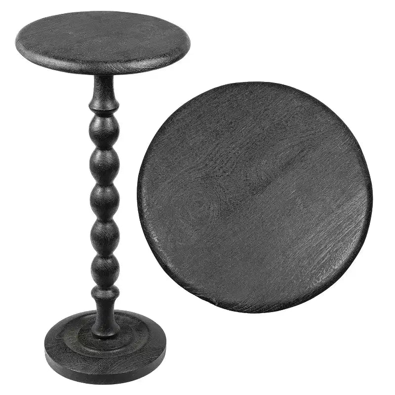 JONATHAN Y Augustus 24.5 Cottage Classic Spindle Wood Pedestal Round Drink Table & Decorative End Table