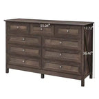 Commode rustique Okak Modern à 9 tiroirs avec poignées argentées, commode en bois minimaliste, chiffonnier pour chambre à coucher, entrée