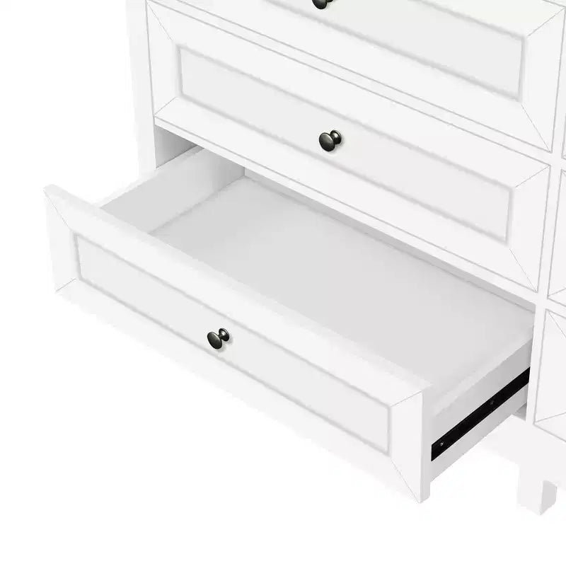 Commode rustique Okak Modern à 9 tiroirs avec poignées argentées, commode en bois minimaliste, chiffonnier pour chambre à coucher, entrée