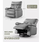 Fauteuil inclinable surdimensionné 27, à bascule rotatif à 360° avec chauffage et massage (pour salon/chambre/crèche)