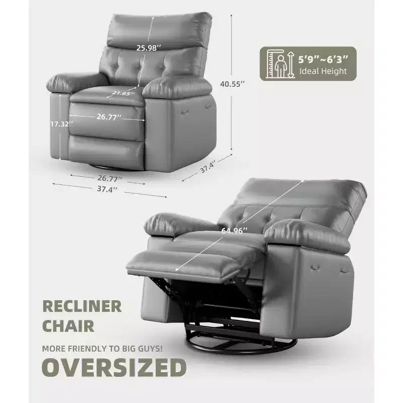 Fauteuil inclinable surdimensionné 27, à bascule rotatif à 360° avec chauffage et massage (pour salon/chambre/crèche)