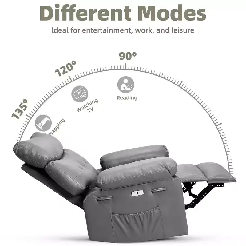 Fauteuil inclinable surdimensionné 27, à bascule rotatif à 360° avec chauffage et massage (pour salon/chambre/crèche)