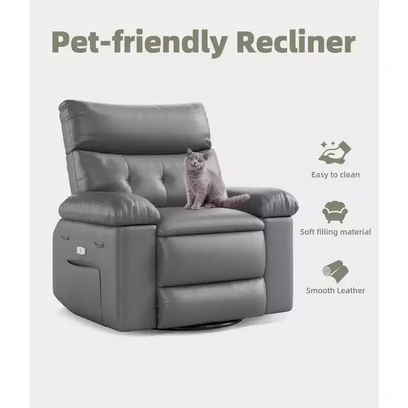 Fauteuil inclinable surdimensionné 27, à bascule rotatif à 360° avec chauffage et massage (pour salon/chambre/crèche)