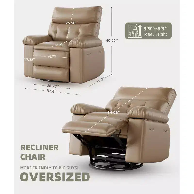 Fauteuil inclinable surdimensionné 27, à bascule rotatif à 360° avec chauffage et massage (pour salon/chambre/crèche)