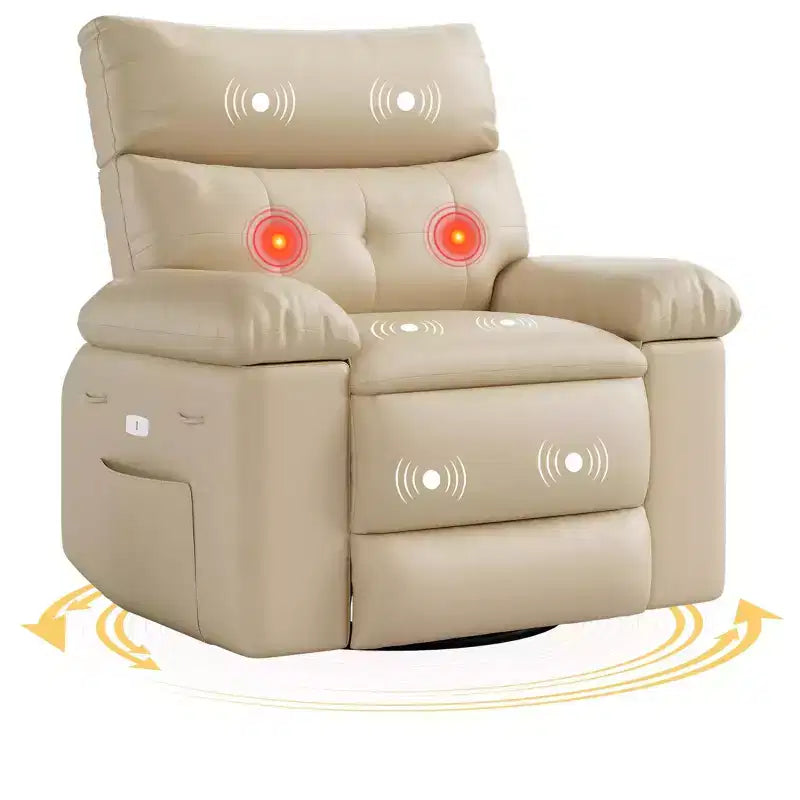 Fauteuil inclinable surdimensionné 27, à bascule rotatif à 360° avec chauffage et massage (pour salon/chambre/crèche)