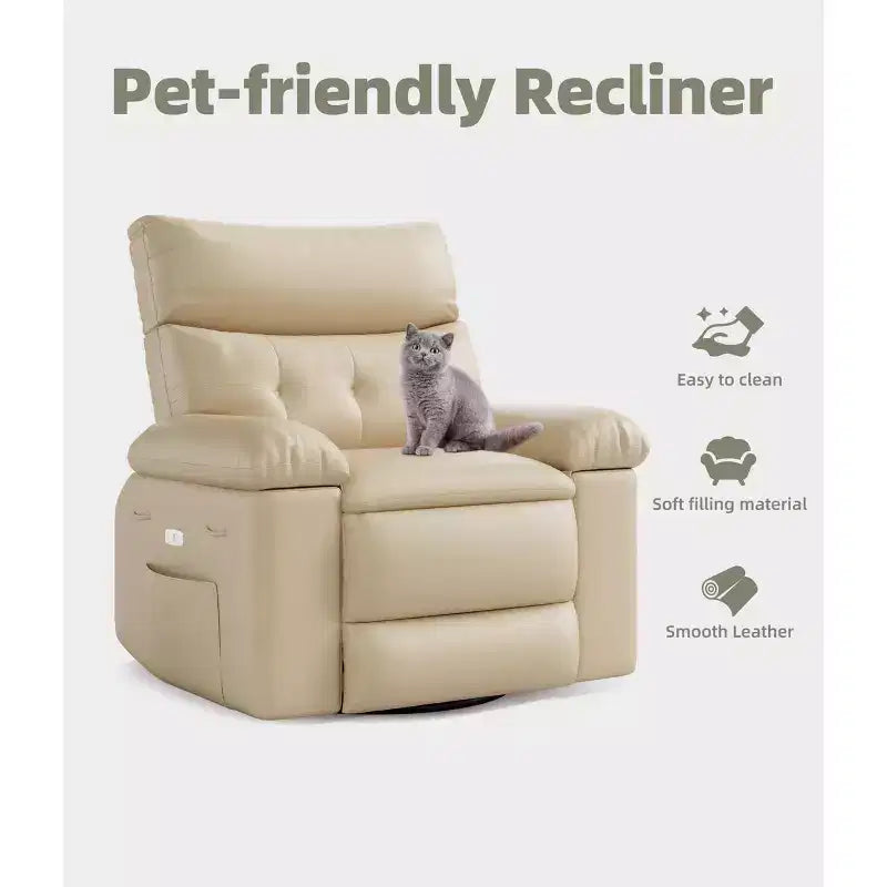 Fauteuil inclinable surdimensionné 27, à bascule rotatif à 360° avec chauffage et massage (pour salon/chambre/crèche)