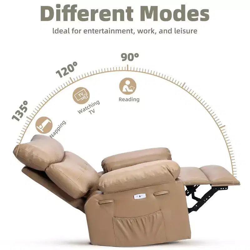 Fauteuil inclinable surdimensionné 27, à bascule rotatif à 360° avec chauffage et massage (pour salon/chambre/crèche)