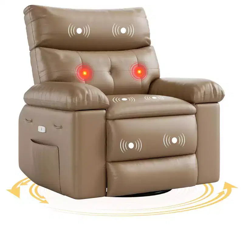 Fauteuil inclinable surdimensionné 27, à bascule rotatif à 360° avec chauffage et massage (pour salon/chambre/crèche)