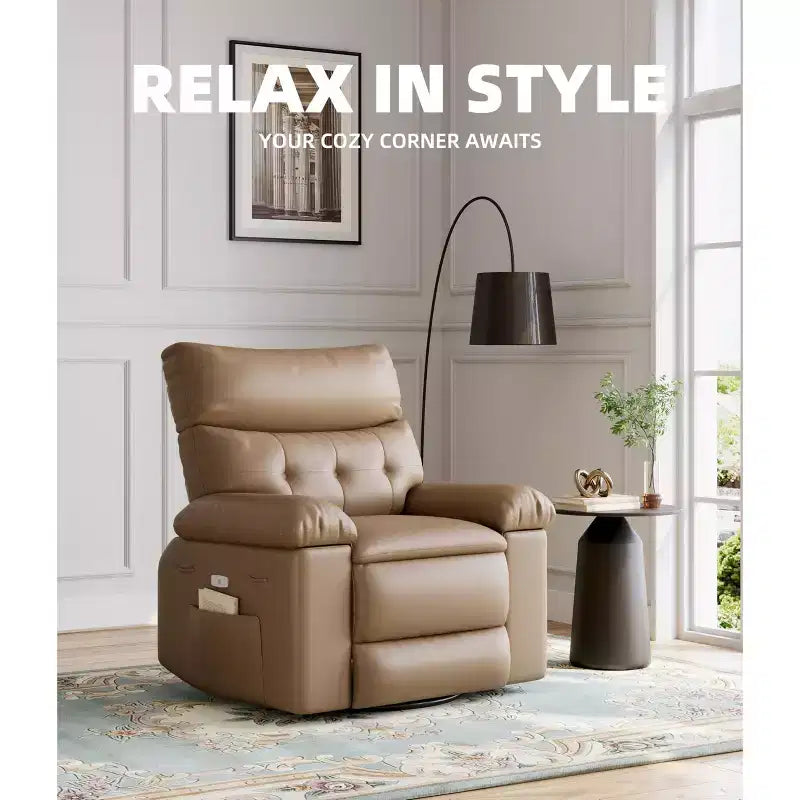 Fauteuil inclinable surdimensionné 27, à bascule rotatif à 360° avec chauffage et massage (pour salon/chambre/crèche)