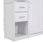 Lit escamotable Murphy avec casiers et armoires de rangement, étagères, cadre de lit plateforme mural pliant en bois, blanc