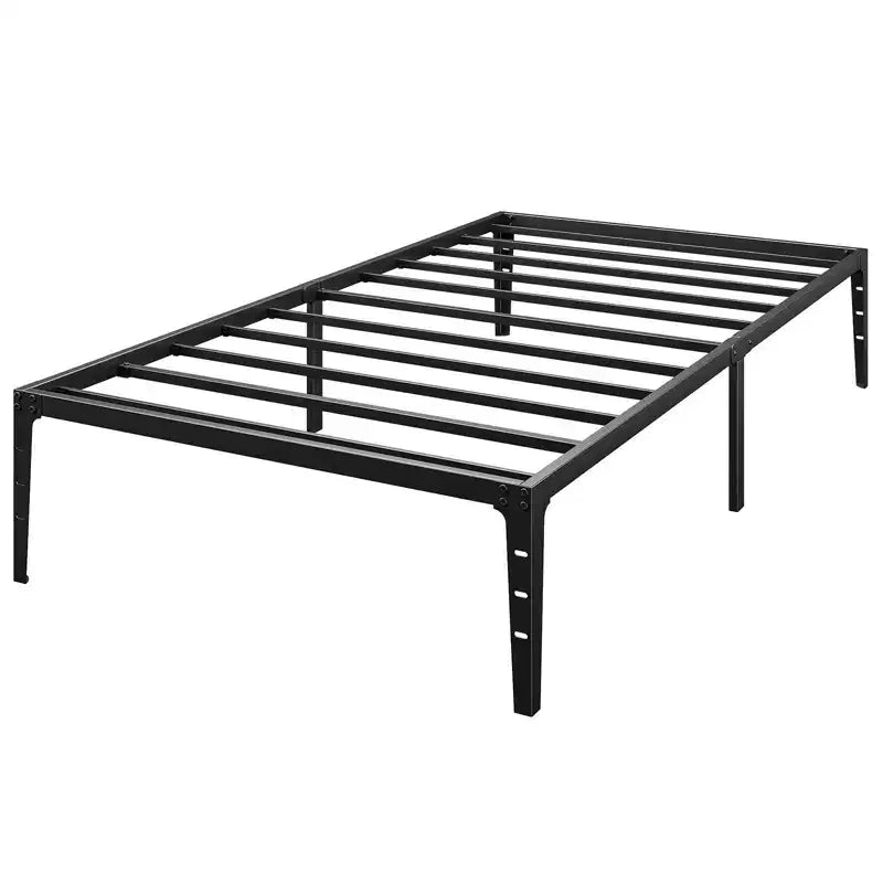 Cadre de lit double sans tête de lit, cadre de lit plateforme en métal avec rangement sous le lit de 12,6 po, support à lattes métalliques, pas besoin de sommier tapissier