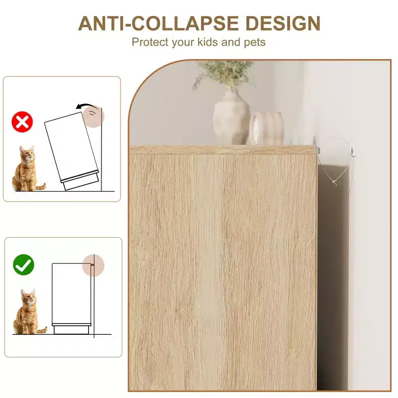 Commode en rotin à 6 tiroirs, 120 cm de large, en chêne naturel, 6 tiroirs avec poignées métalliques et base robuste en bois pour chambre à coucher, salon, chambre d'enfant