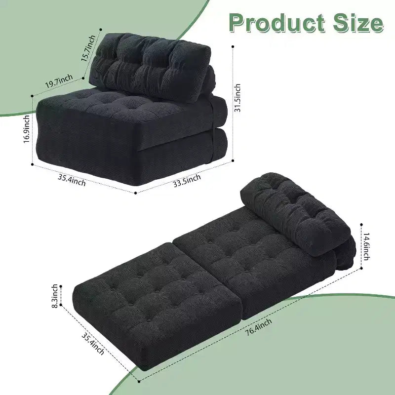 Canapé-lit pliant, canapé-lit futon, canapé-lit futon convertible, matelas pliable avec soutien dorsal, canapé portable pliant, une place