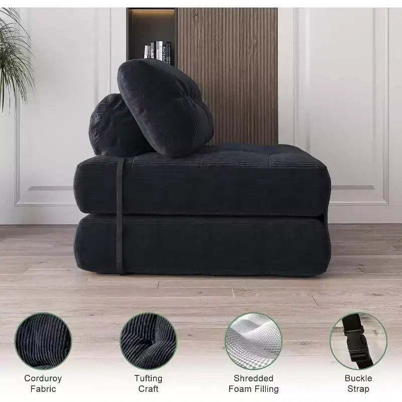 Canapé-lit pliant, canapé-lit futon, canapé-lit futon convertible, matelas pliable avec soutien dorsal, canapé portable pliant, une place