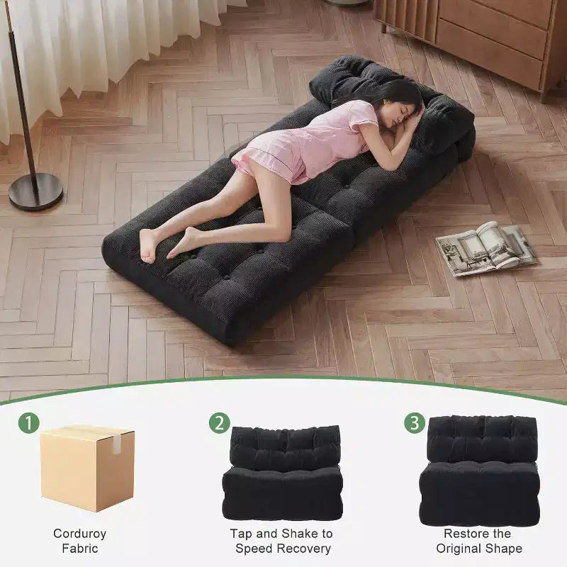 Canapé-lit pliant, canapé-lit futon, canapé-lit futon convertible, matelas pliable avec soutien dorsal, canapé portable pliant, une place