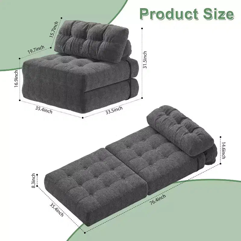 Canapé-lit pliant, canapé-lit futon, canapé-lit futon convertible, matelas pliable avec soutien dorsal, canapé portable pliant, une place