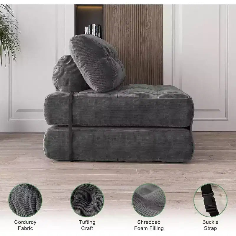 Canapé-lit pliant, canapé-lit futon, canapé-lit futon convertible, matelas pliable avec soutien dorsal, canapé portable pliant, une place