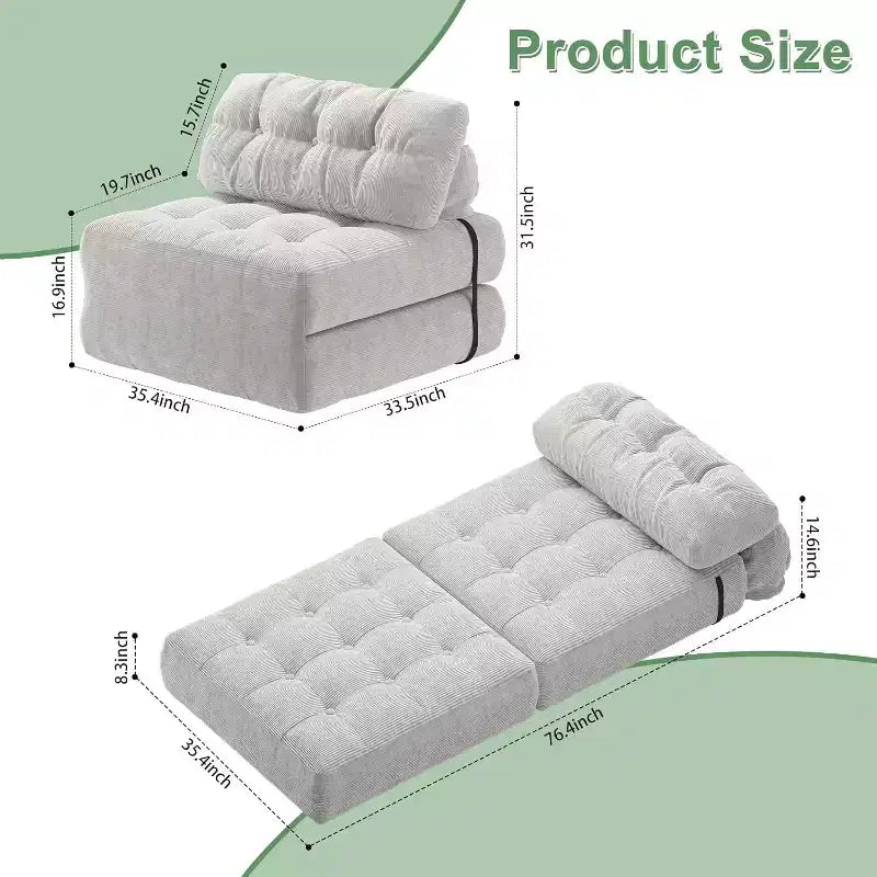 Canapé-lit pliant, canapé-lit futon, canapé-lit futon convertible, matelas pliable avec soutien dorsal, canapé portable pliant, une place