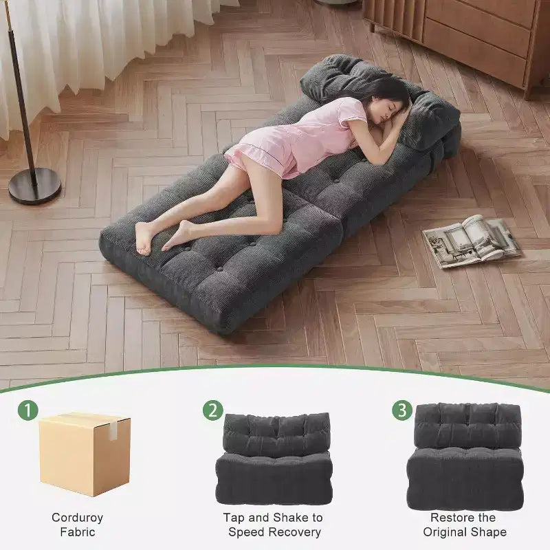 Canapé-lit pliant, canapé-lit futon, canapé-lit futon convertible, matelas pliable avec soutien dorsal, canapé portable pliant, une place