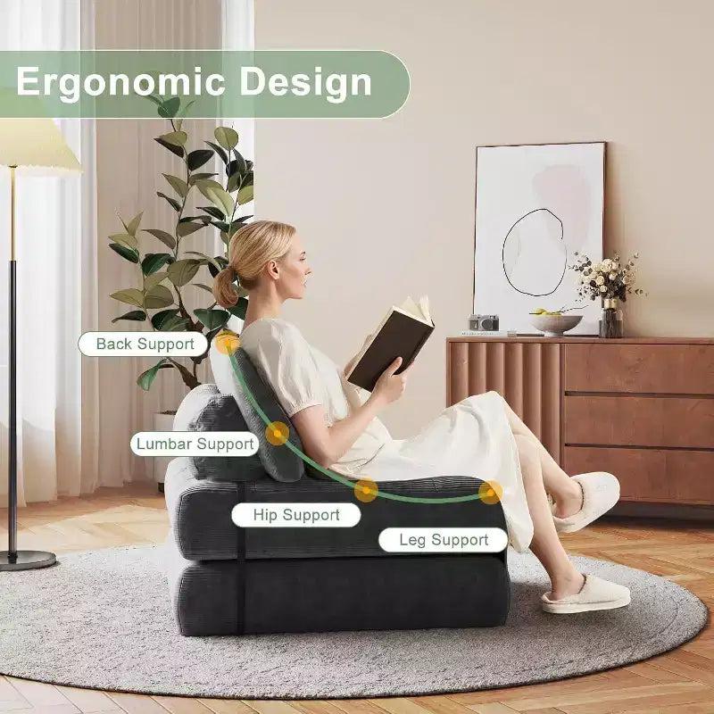 Canapé-lit pliant, canapé-lit futon, canapé-lit futon convertible, matelas pliable avec soutien dorsal, canapé portable pliant, une place
