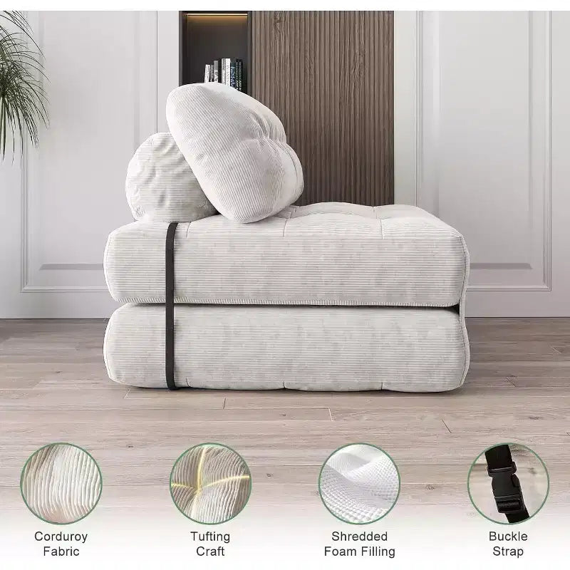 Canapé-lit pliant, canapé-lit futon, canapé-lit futon convertible, matelas pliable avec soutien dorsal, canapé portable pliant, une place