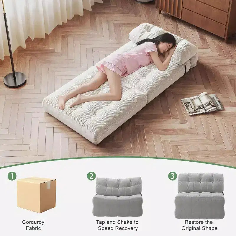 Canapé-lit pliant, canapé-lit futon, canapé-lit futon convertible, matelas pliable avec soutien dorsal, canapé portable pliant, une place