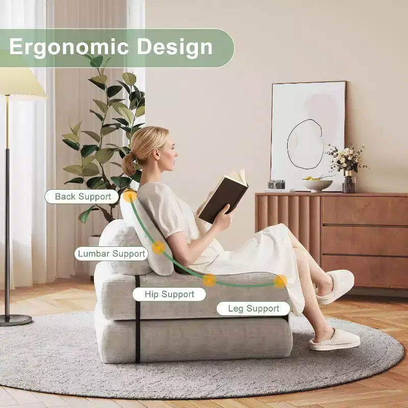 Canapé-lit pliant, canapé-lit futon, canapé-lit futon convertible, matelas pliable avec soutien dorsal, canapé portable pliant, une place