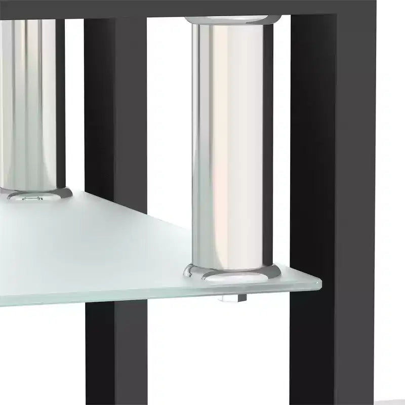 Table basse carrée à deux niveaux en verre avec étagère de rangement, table à thé moderne pour salon ou bureau