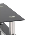 Table basse carrée à deux niveaux en verre avec étagère de rangement, table à thé moderne pour salon ou bureau