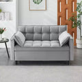 MAYEERTY Modern Velevt Loveseat Sleeper Sofa Couch Pull Out Bed with Toss Pillows Pockets for Living Room Bedroom Gray