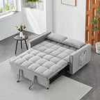 MAYEERTY Canapé de salon moderne en velours avec canapé-lit escamotable, coussins décoratifs et poches pour salon et chambre, gris