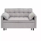 MAYEERTY Canapé de salon moderne en velours avec canapé-lit escamotable, coussins décoratifs et poches pour salon et chambre, gris