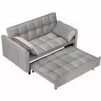 MAYEERTY Canapé de salon moderne en velours avec canapé-lit escamotable, coussins décoratifs et poches pour salon et chambre, gris