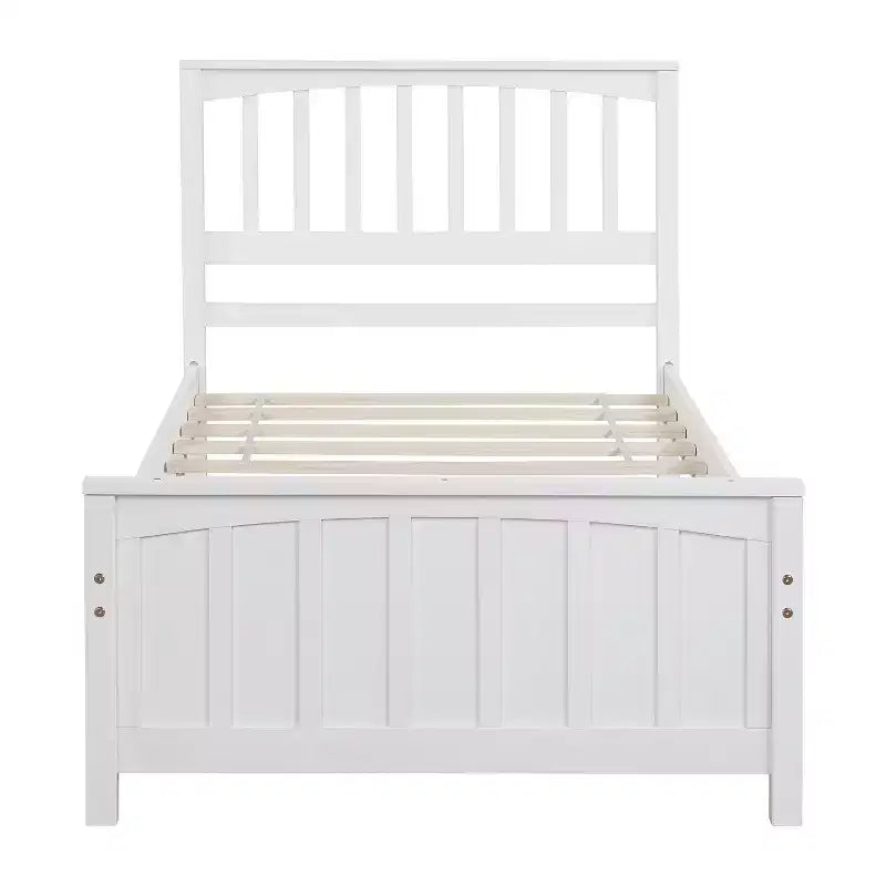 Lit plateforme simple en bois massif, cadre de lit simple en bois avec tête de lit pour chambre à coucher