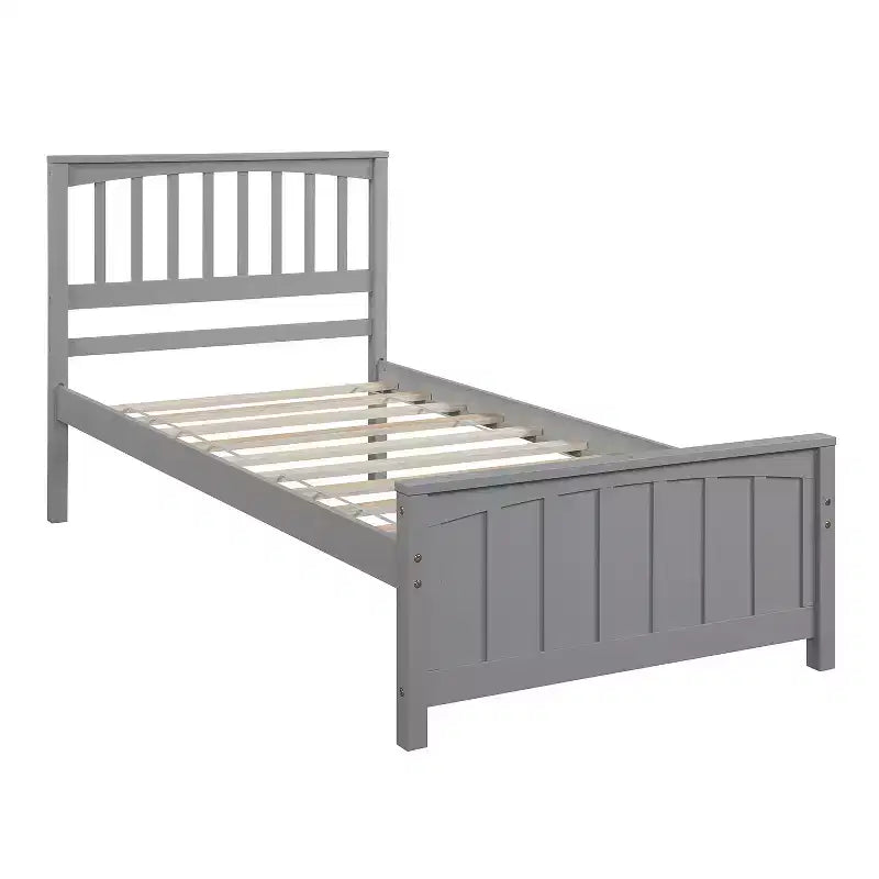 Lit plateforme simple en bois massif, cadre de lit simple en bois avec tête de lit pour chambre à coucher