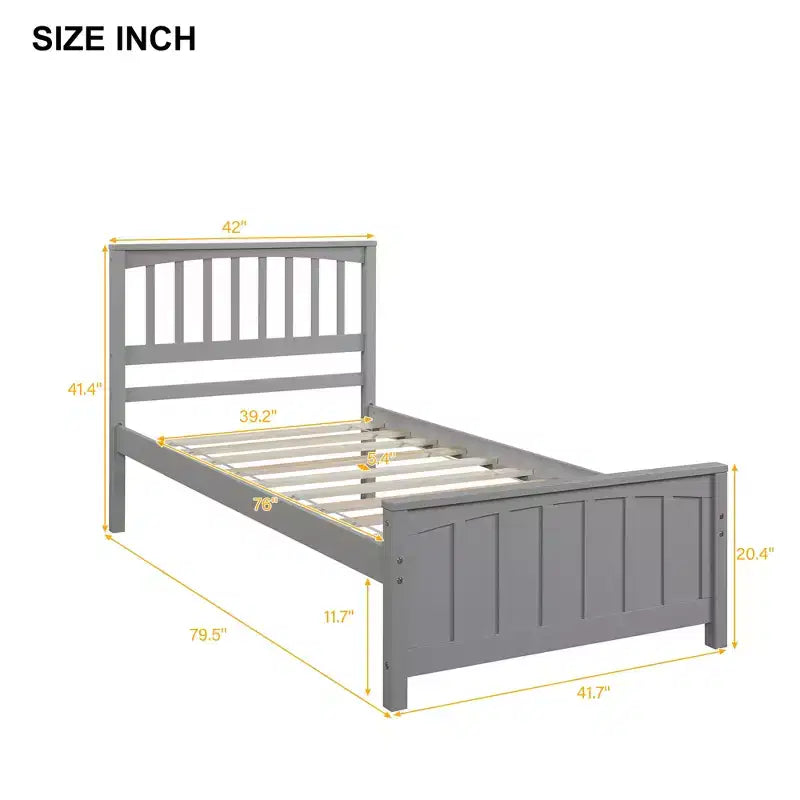 Lit plateforme simple en bois massif, cadre de lit simple en bois avec tête de lit pour chambre à coucher