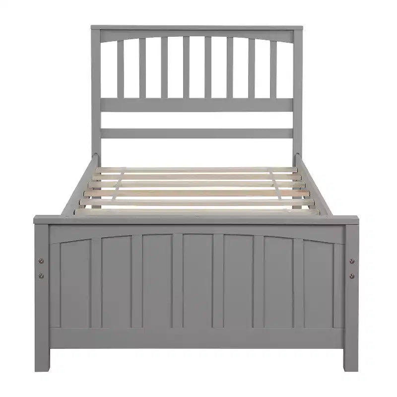 Lit plateforme simple en bois massif, cadre de lit simple en bois avec tête de lit pour chambre à coucher