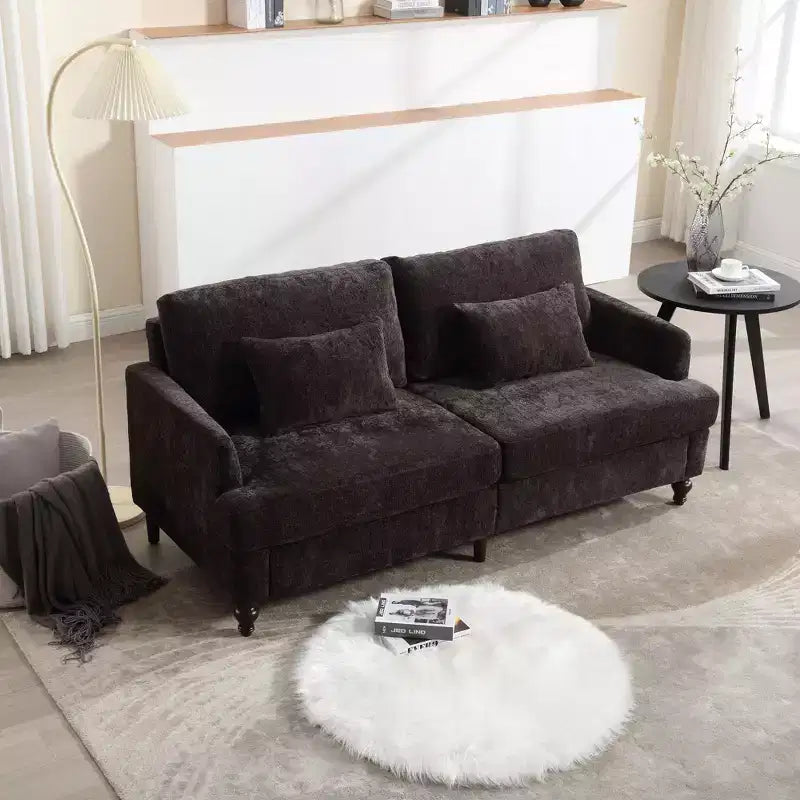 Canapé deux places en tissu chenille de style milieu de siècle, canapé moderne rembourré
