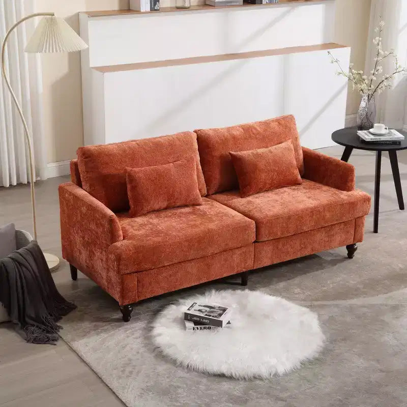 Canapé deux places en tissu chenille de style milieu de siècle, canapé moderne rembourré