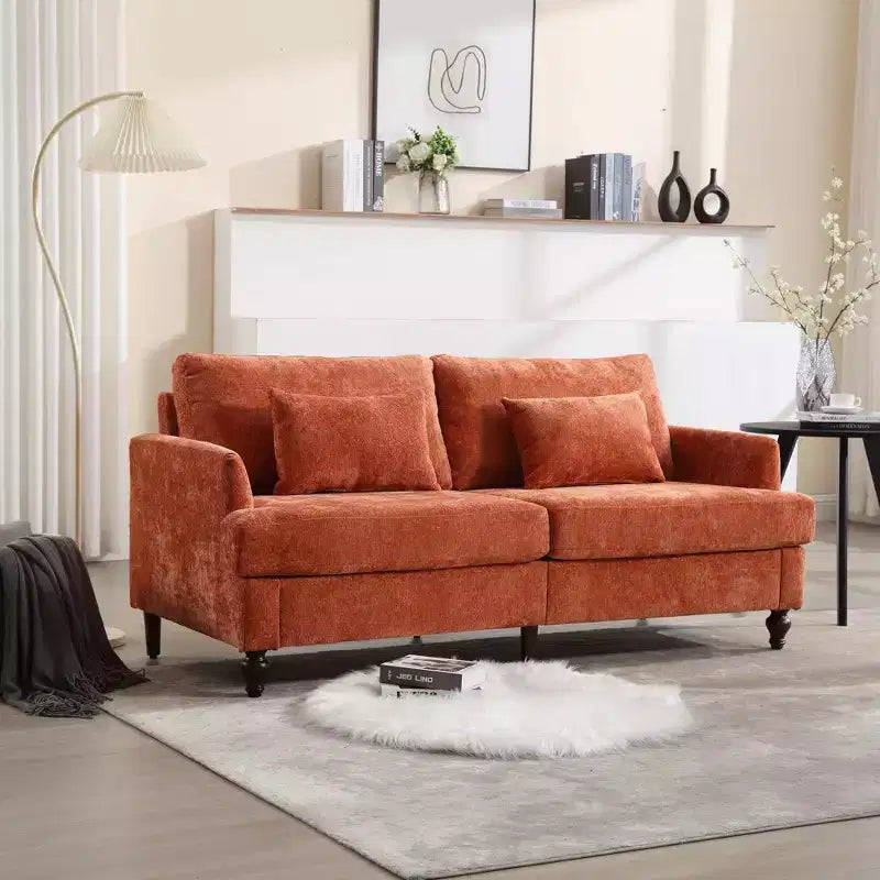 Canapé deux places en tissu chenille de style milieu de siècle, canapé moderne rembourré