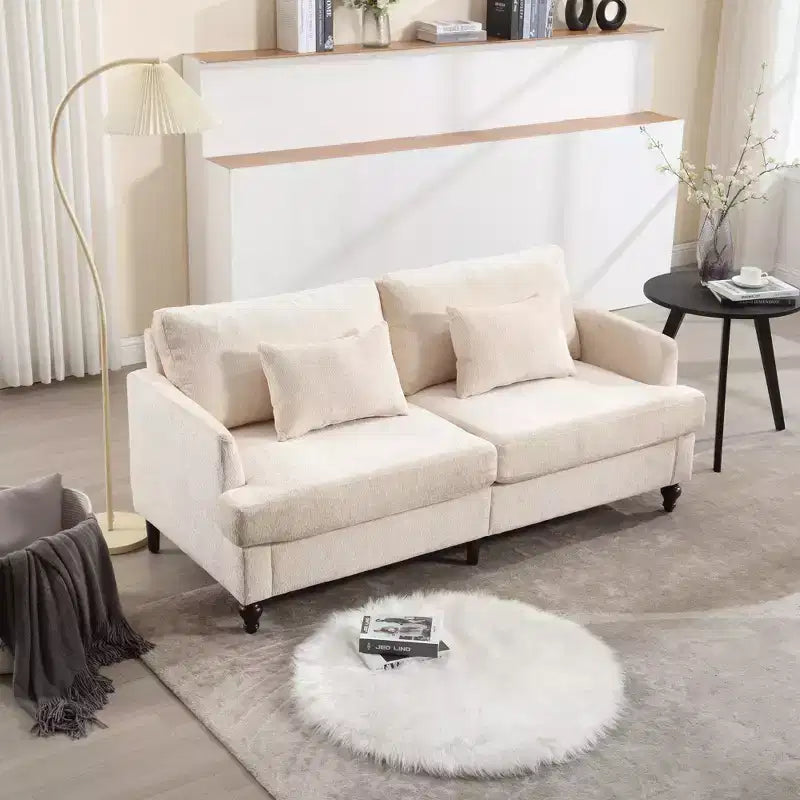 Canapé deux places en tissu chenille de style milieu de siècle, canapé moderne rembourré