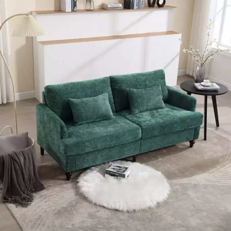 Canapé deux places en tissu chenille de style milieu de siècle, canapé moderne rembourré