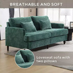 Canapé deux places en tissu chenille de style milieu de siècle, canapé moderne rembourré