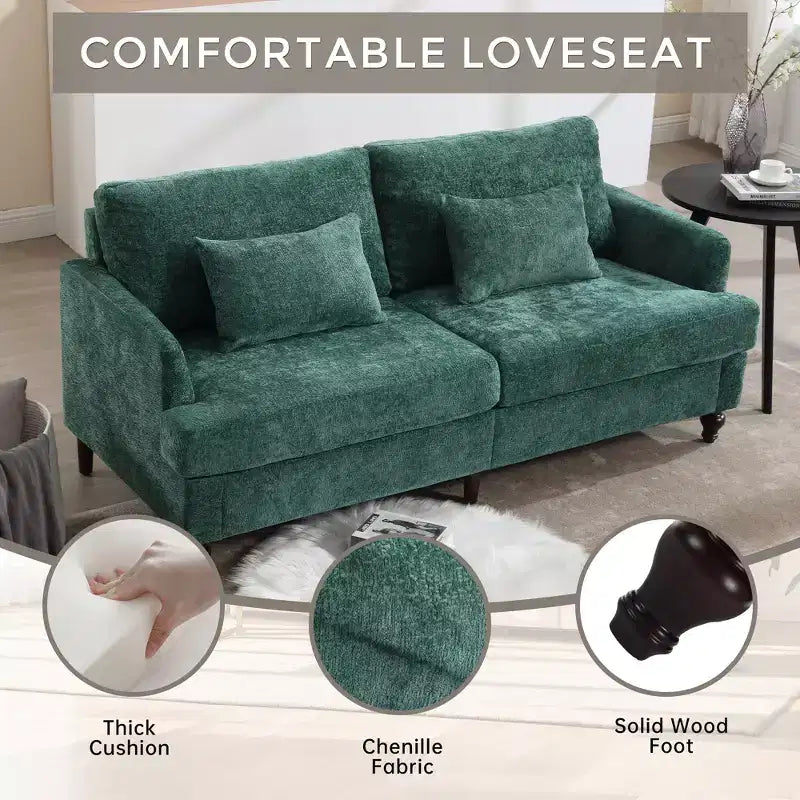 Canapé deux places en tissu chenille de style milieu de siècle, canapé moderne rembourré