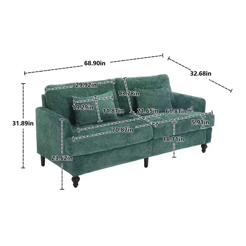 Canapé deux places en tissu chenille de style milieu de siècle, canapé moderne rembourré