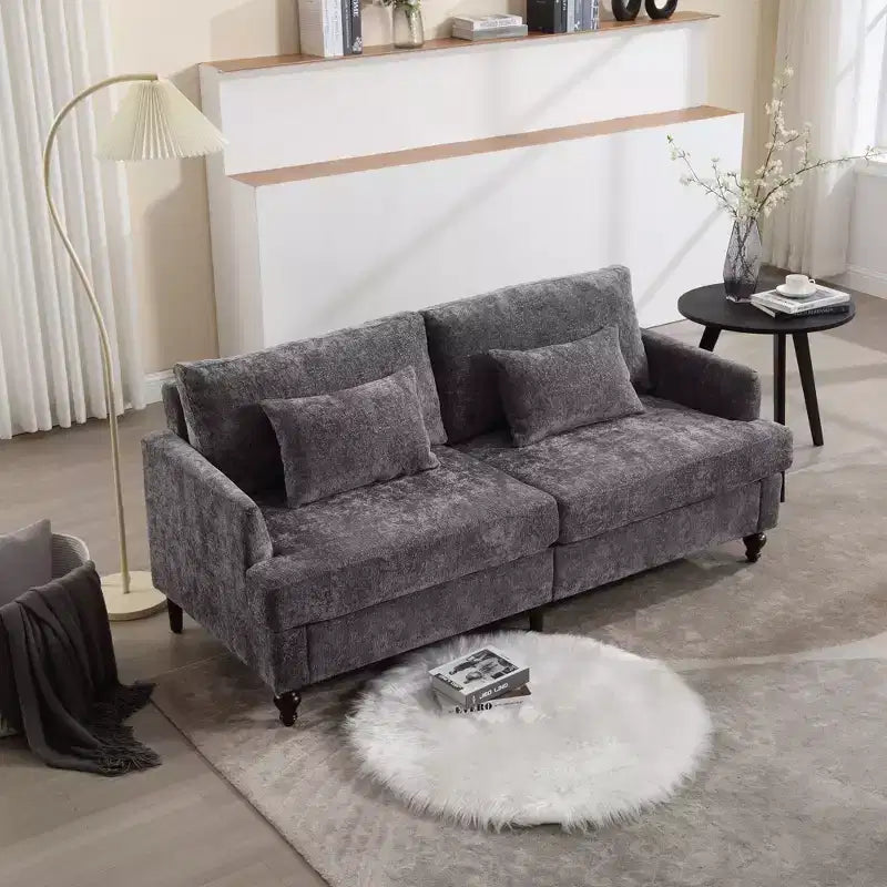 Canapé deux places en tissu chenille de style milieu de siècle, canapé moderne rembourré