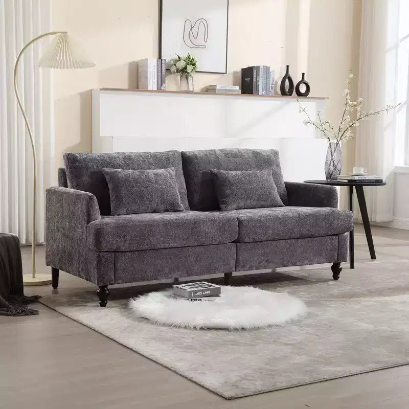 Canapé deux places en tissu chenille de style milieu de siècle, canapé moderne rembourré